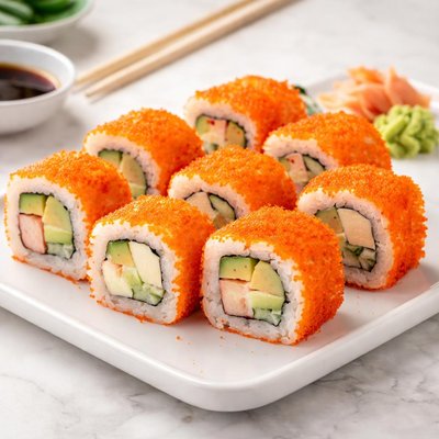California roll with tobiko