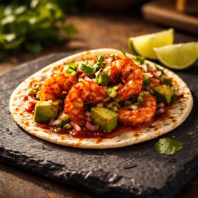 Camarones a la diabla taco