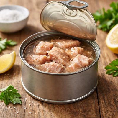 Canned salmon in water