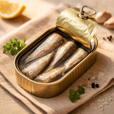 Canned sardines in water