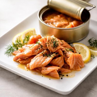 Canned smoked salmon