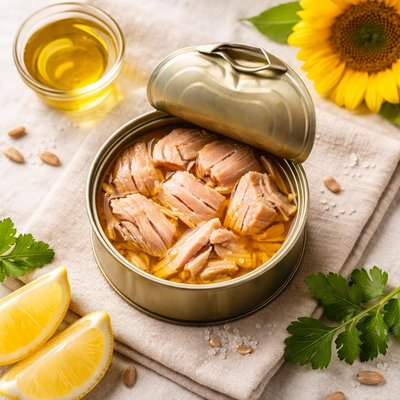 Canned tuna with sunflower oil