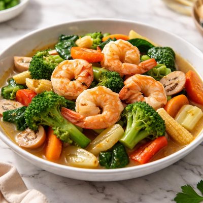 Capcay with prawns