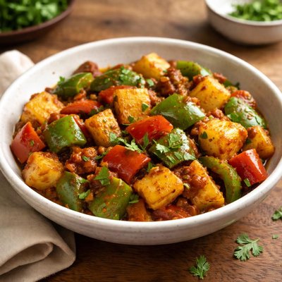 Capcicum and potato subji