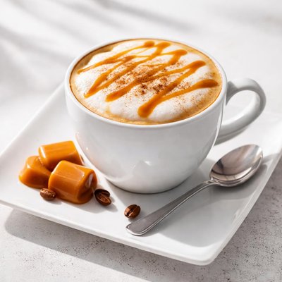 Cappuccino with caramel syrup