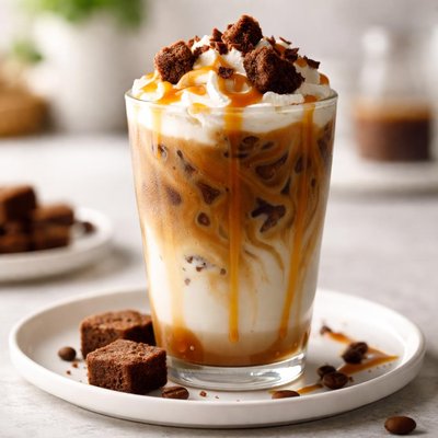 Caramel brownie iced latte