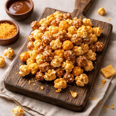 Caramel cheese flavored popcorn