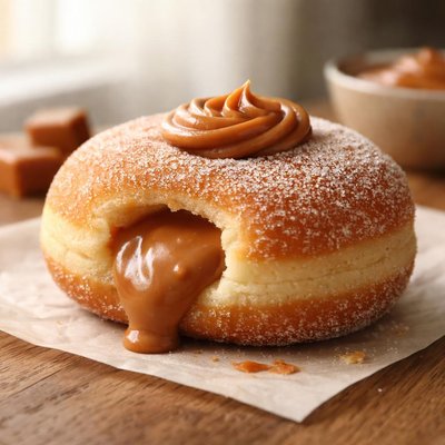 Caramel cream filled doughnut