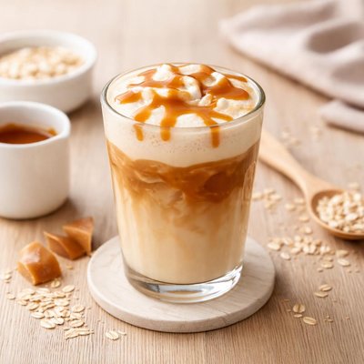 Caramel oat milk latte