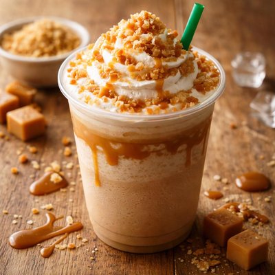 Caramel ribbon crunch frappe