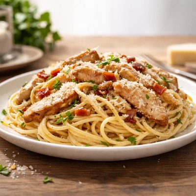 Carbonara pasta with chicken