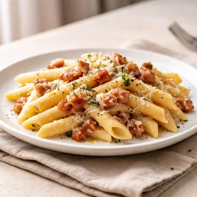 Carbonara penne pasta