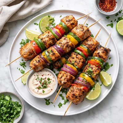 Caribbean jersey salmon skewers