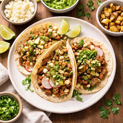 Carnitas af jordskokker og queso fresco