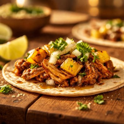 Carnitas and pineapple street taco