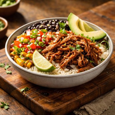 Carnitas rice bowl