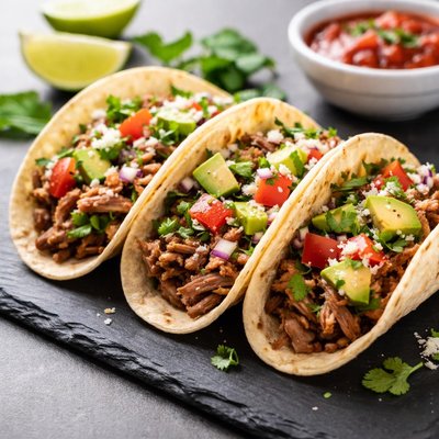 Carnitas soft shell tacos