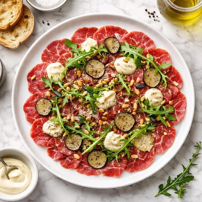 Carpaccio de ternera con mayonesa de trufa