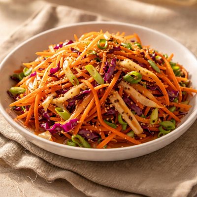 Carrot and cabbage salad with sweet and soursauce