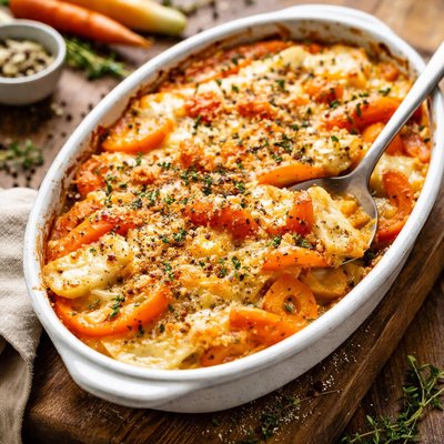 Carrot and parsnip gratin