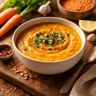 Carrot and red lentil soup