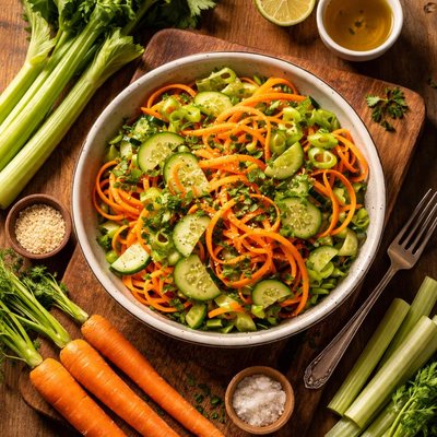 Carrot cucumber celery salad