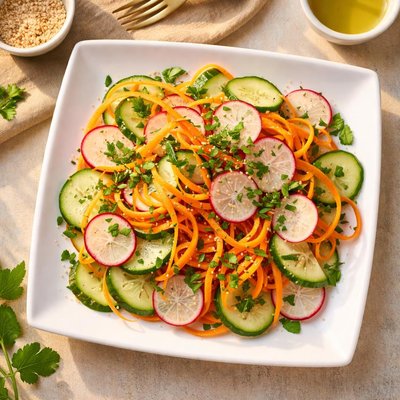 Carrot cucumber radish salad