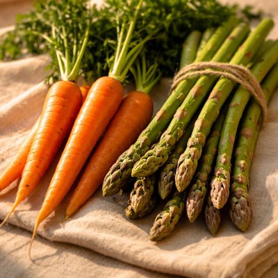 Carrots and asparagus