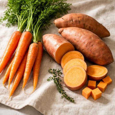 Carrots and sweet potatoes