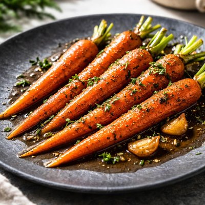 Carrots cooked in beef broth with the peel