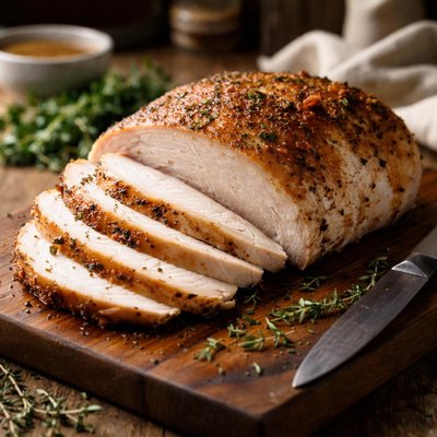 Carved turkey breast