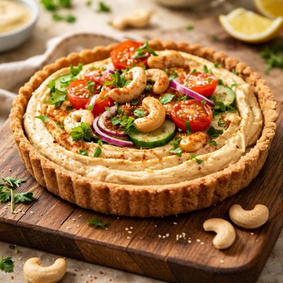 Cashew hummus tart