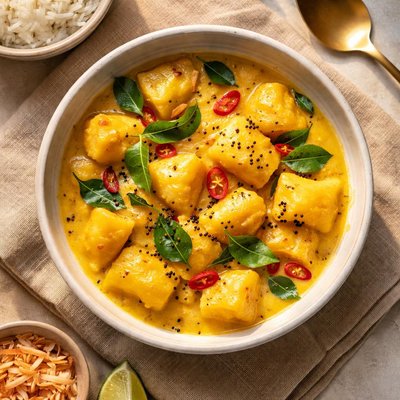 Cassava in coconut milk curry