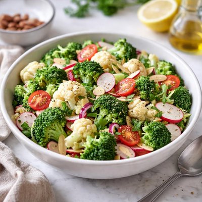 Cauliflower and broccoli salad