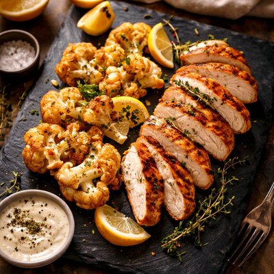 Cauliflower and grilled chicken