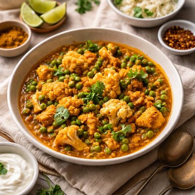Cauliflower and pea curry