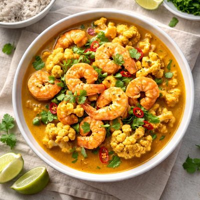 Cauliflower and prawn curry
