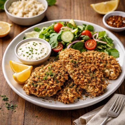 Cauliflower crumbed chicken