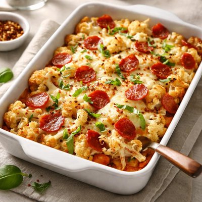 Cauliflower pizza bake