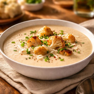 Cauliflower white cheddar soup