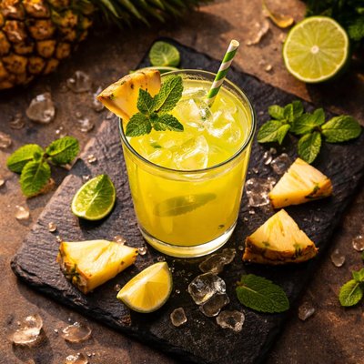 Cava pineapple mint juice