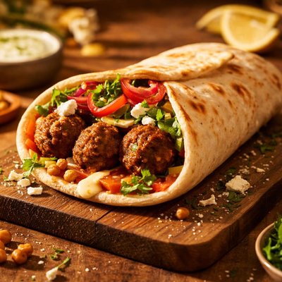 Cava spicy lamb meatball wrap