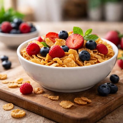Cereal flakes with berries