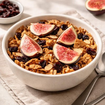 Cereal with figs and raisins