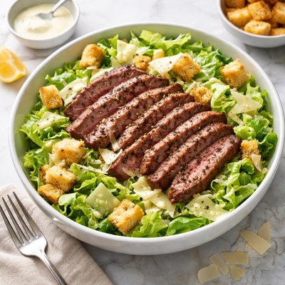 Cesar salad with flank steak