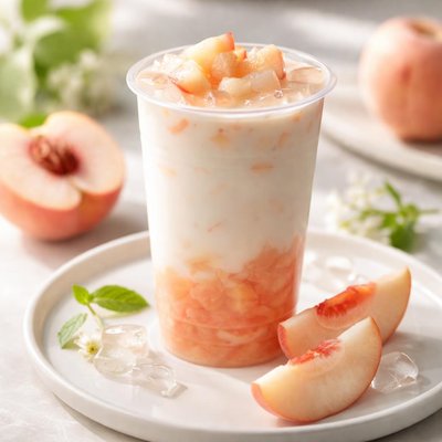 Chagee white peach milk tea