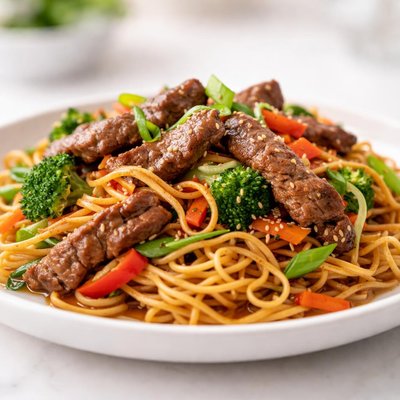 Chao mein con carne de res