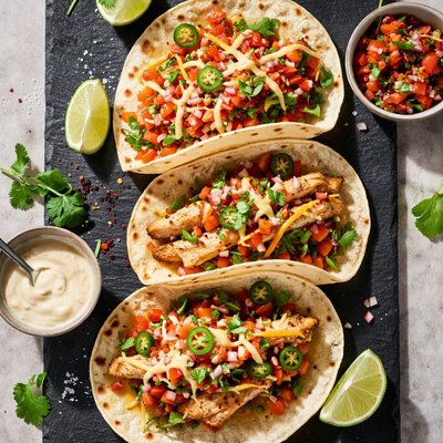 Chcken cheese and salsa taco