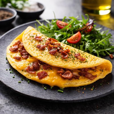 Cheddar and bacon omelette