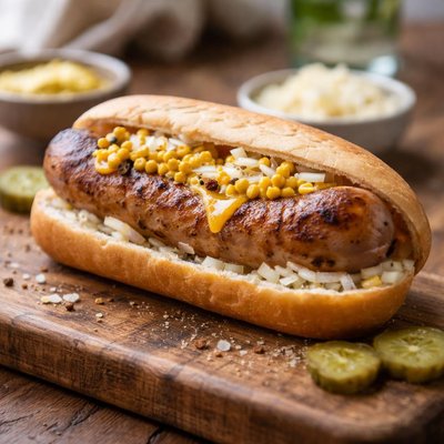 Cheddar brat with bun